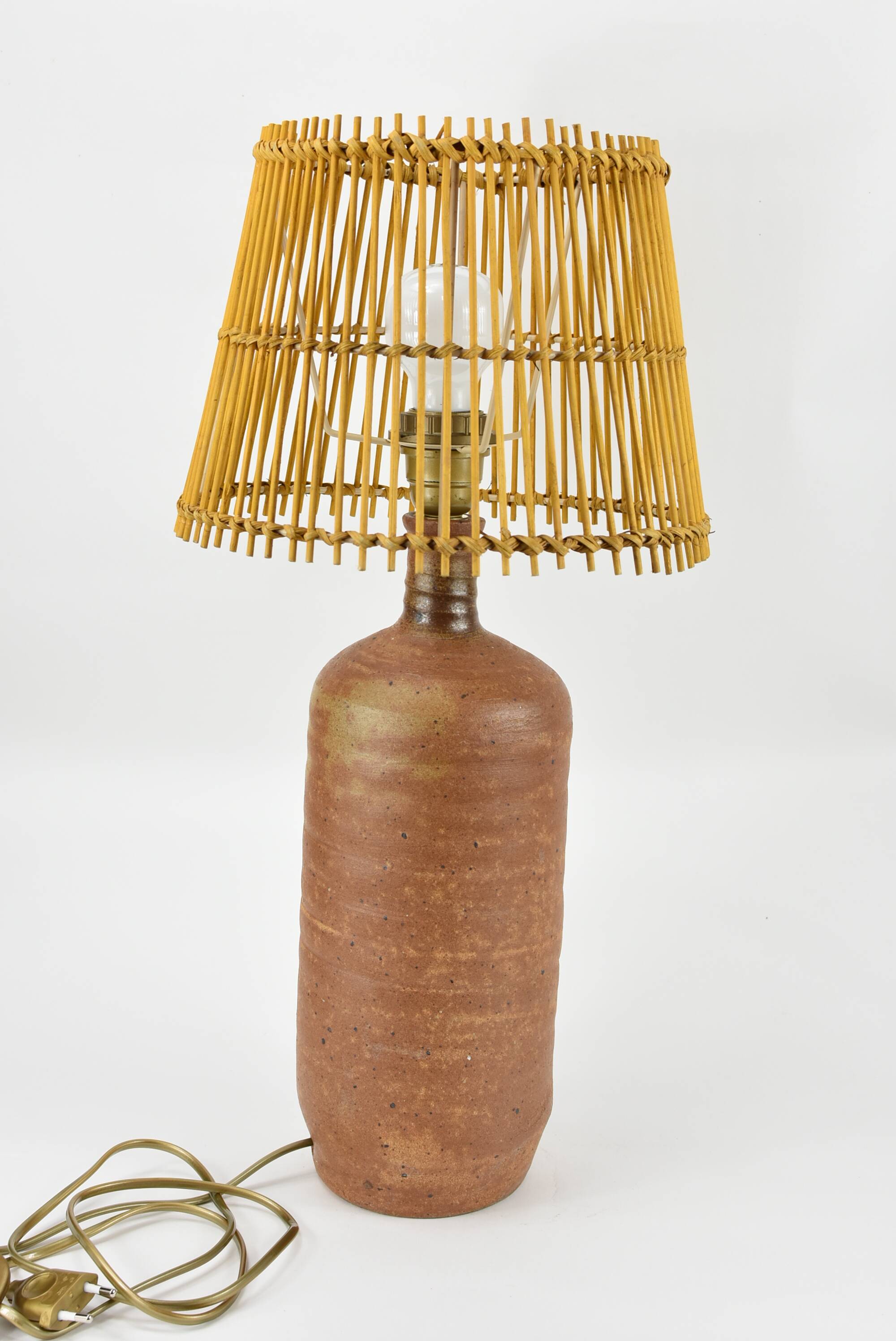 Brown stoneware lamp
