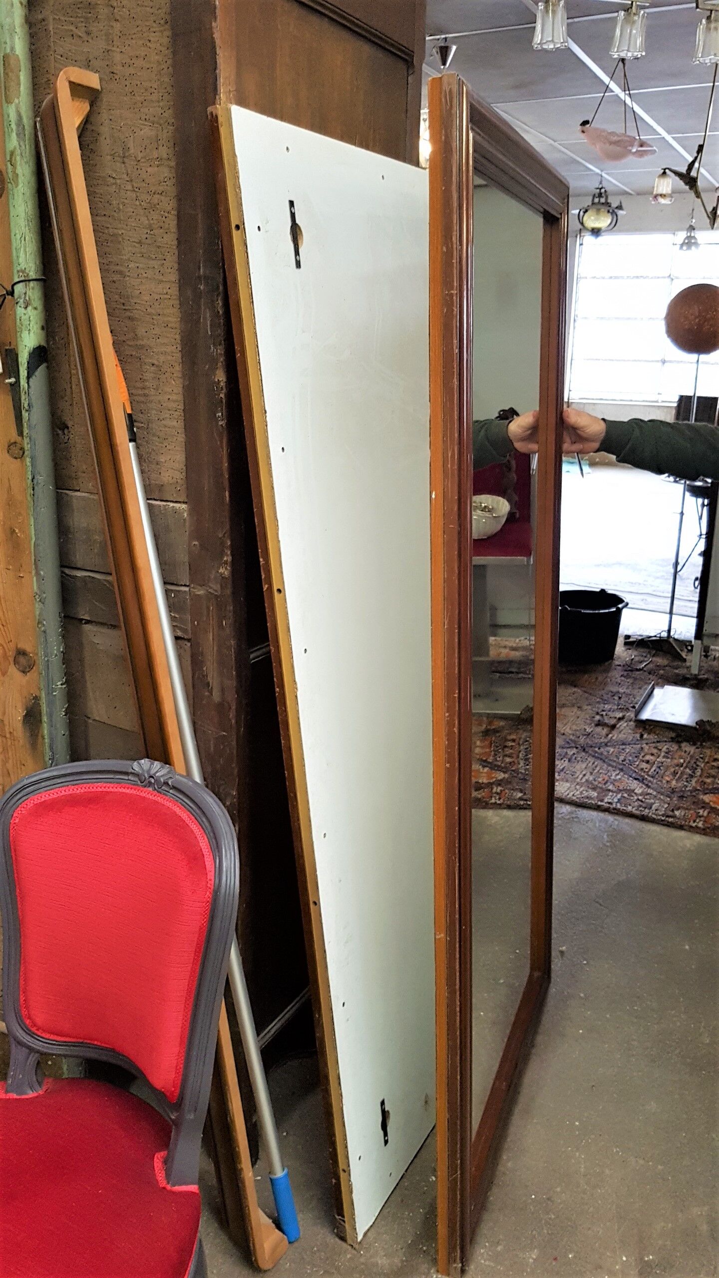 Mirror with wood frame