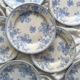 8 flat ironstone plates “Fleurette” Gien