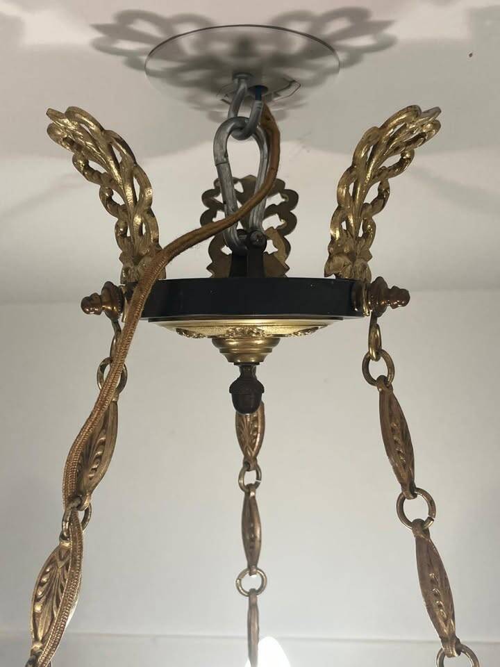 Antique bronze chandelier, Empire style, late 19th century.