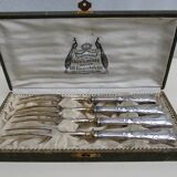serving forks silver handles germany origin -box of- 4 art nouveau