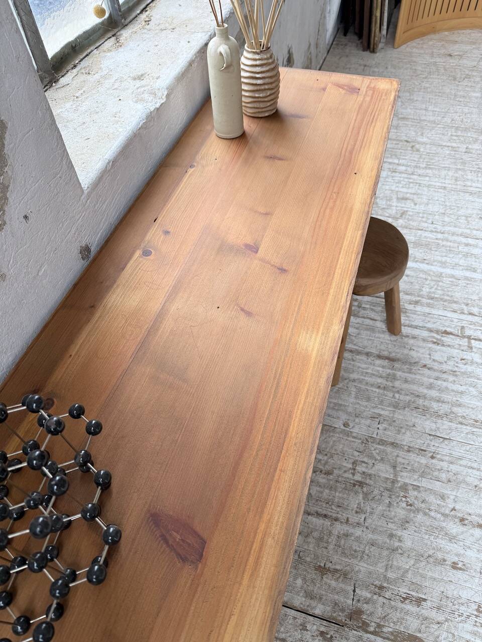 Oak and pine farmhouse console table