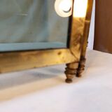Vintage fireplace screen in smoked glass and gold-tone metal
