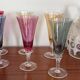 6 coloured glass champagne flutes from the 1950s