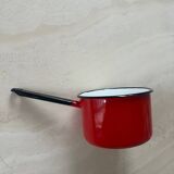 Vintage saucepan, in red enamel made in Finland