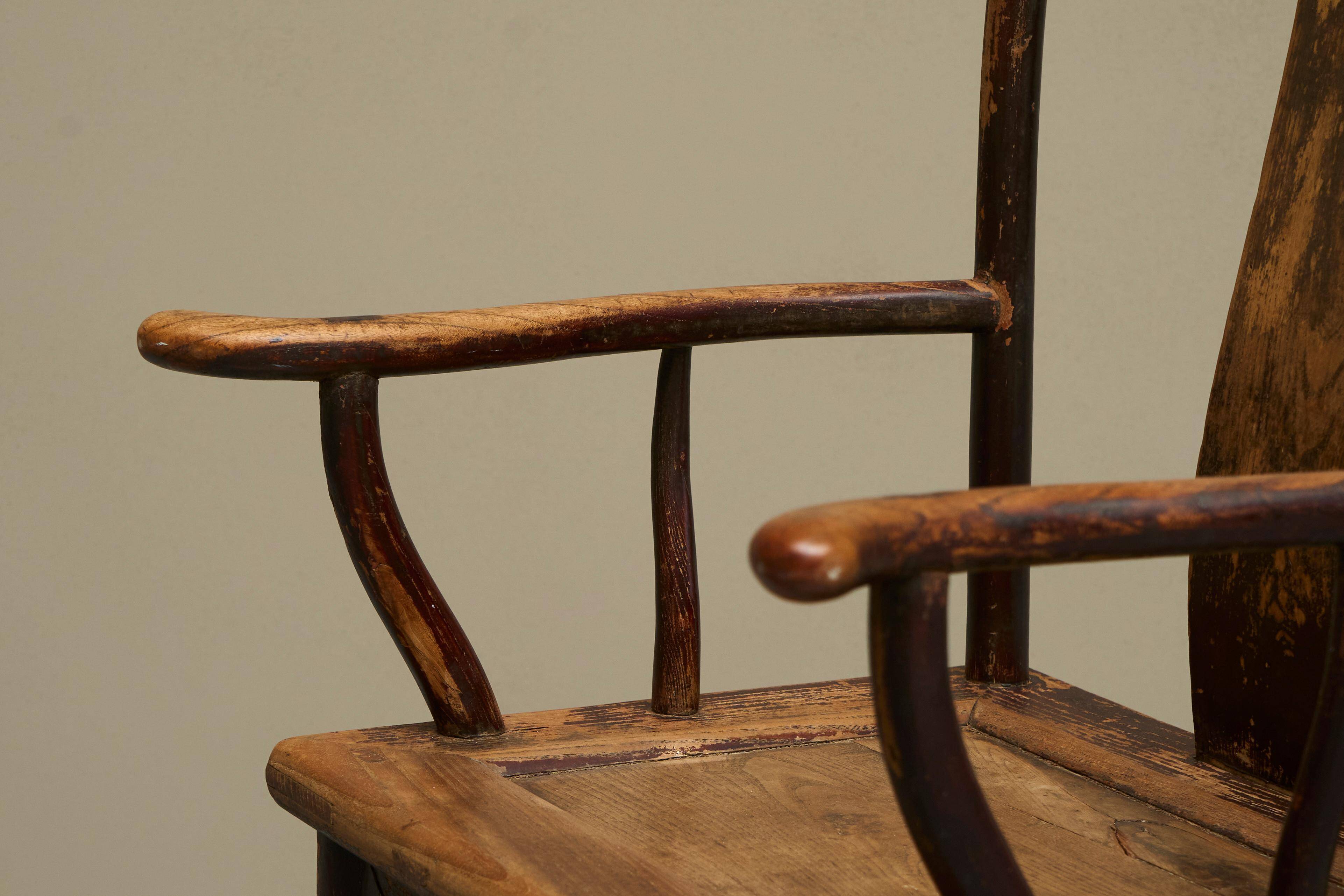 Chinese chair with yoke back in lacquered pear wood, 18th century