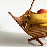 Chic folding table basket wood and bamboo vintage