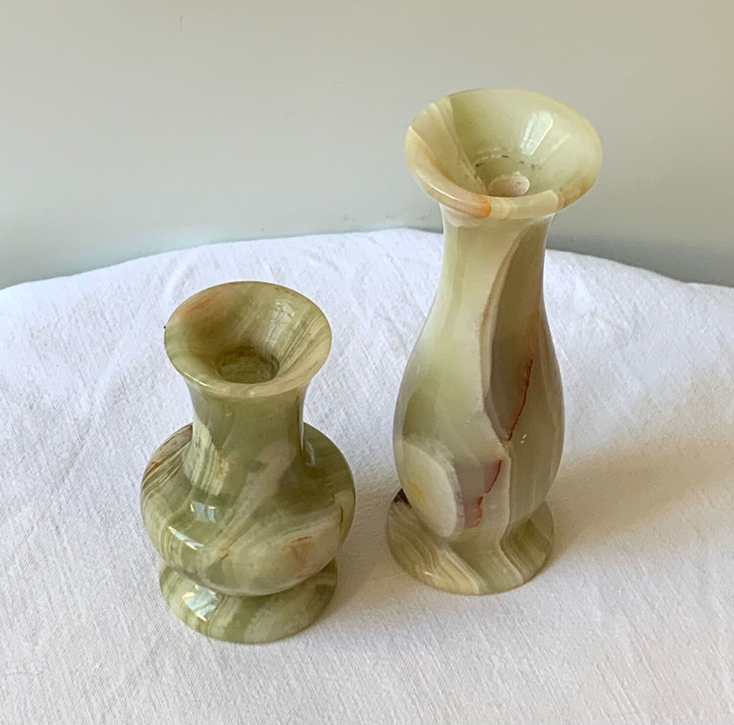 Pair of antique vases in vintage onyx marble
