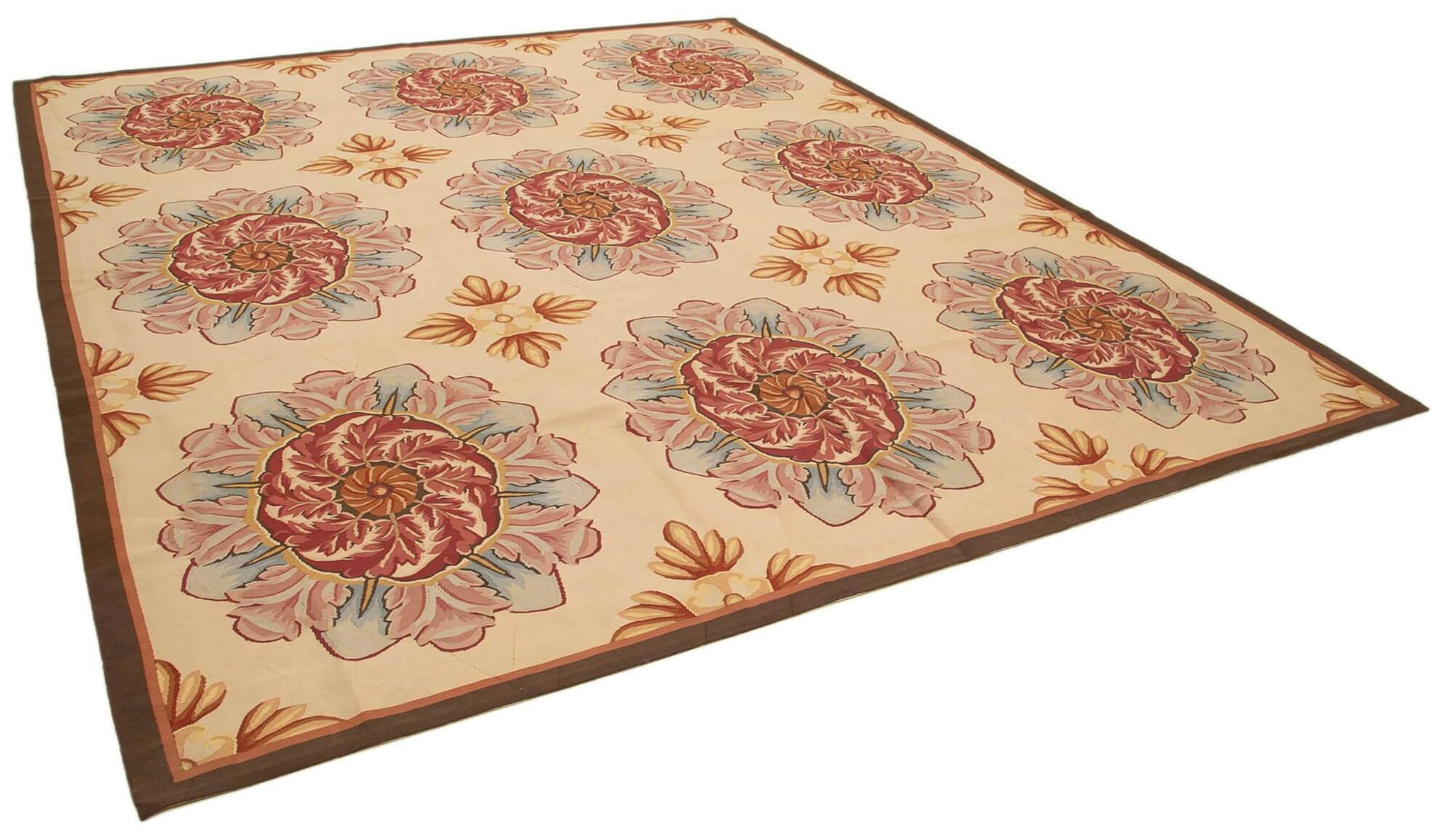 Handmade European Vintage Aubusson Kilim 308 cm x 356 cm