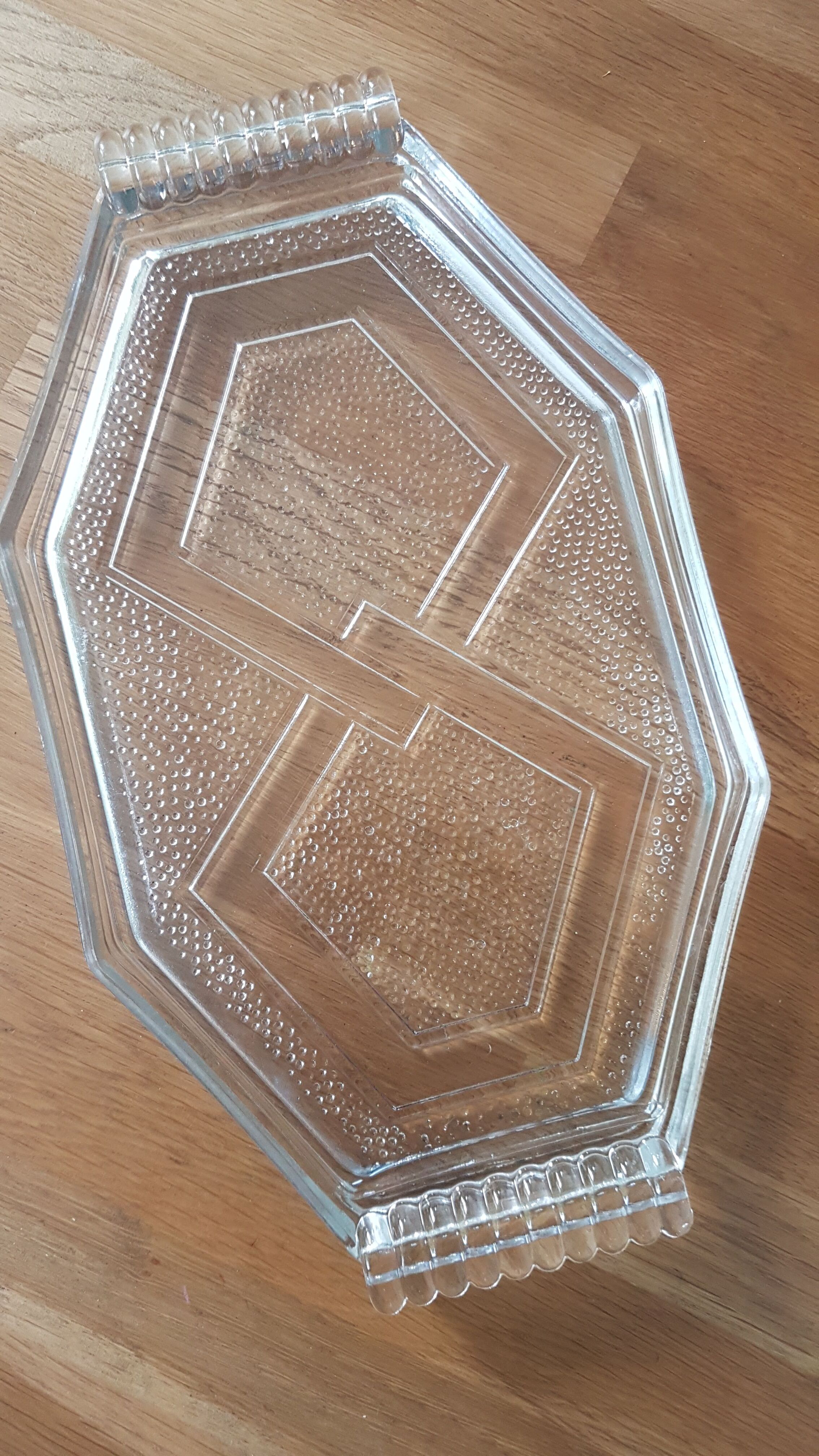 Plateau Art Déco en verre transparent