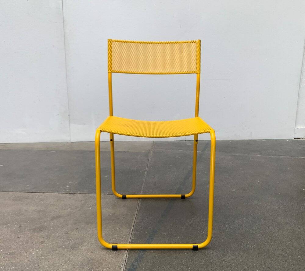 Italian perforated metal chair from the mid-century space age, 1960s.