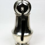 Silver-plated metal coffee pot Ercuis — decorated with bead friezes, ebony handle.