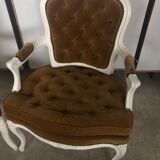 2 fauteuils cabriolet Louis XV jaune moutarde