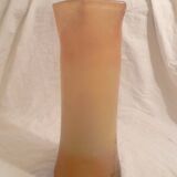 Blown glass vase with painted underbrush decoration marked "leg"