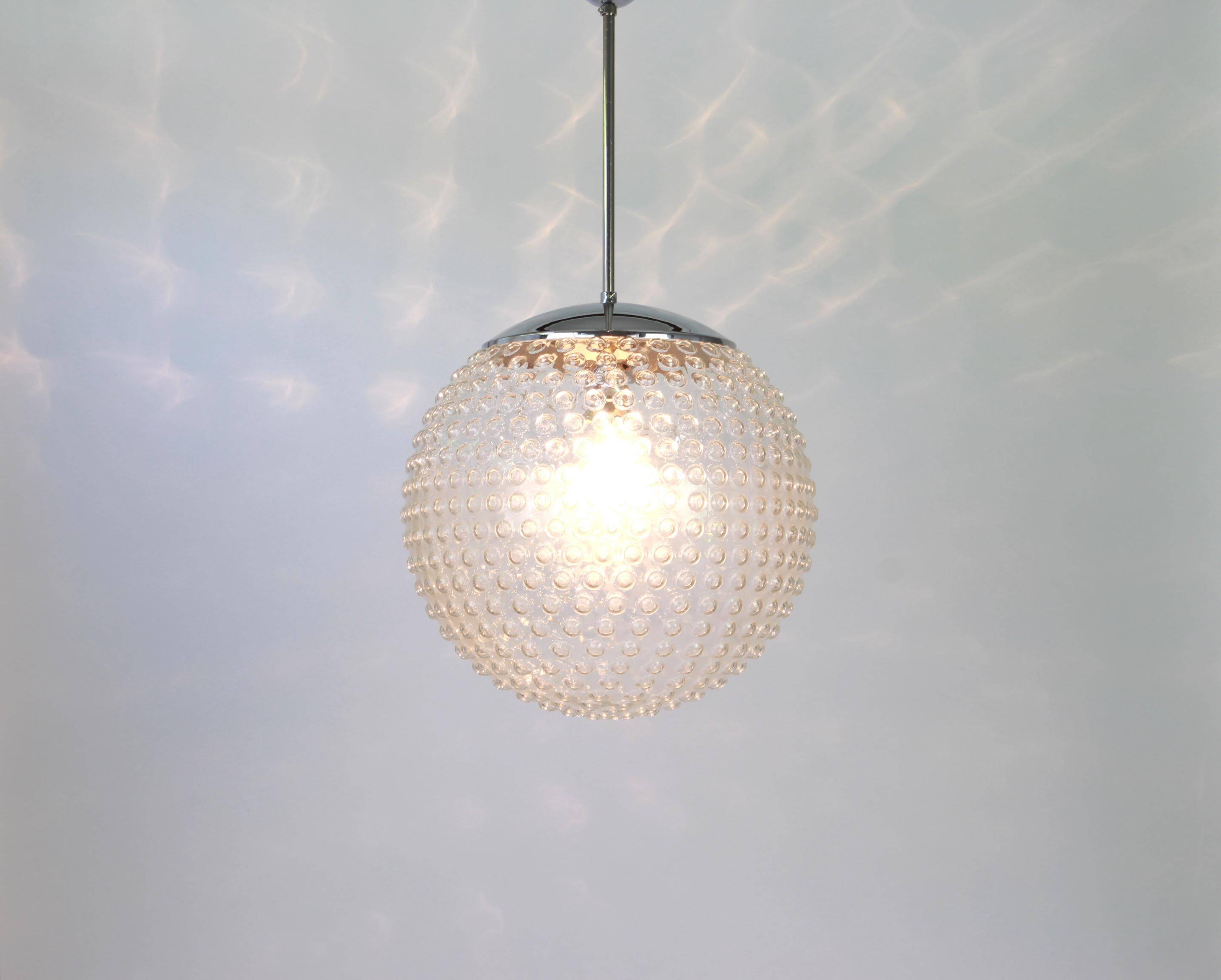 Rare glass pendant lamp designed by Rolf Krüger for Staff, Germany, 1970s.