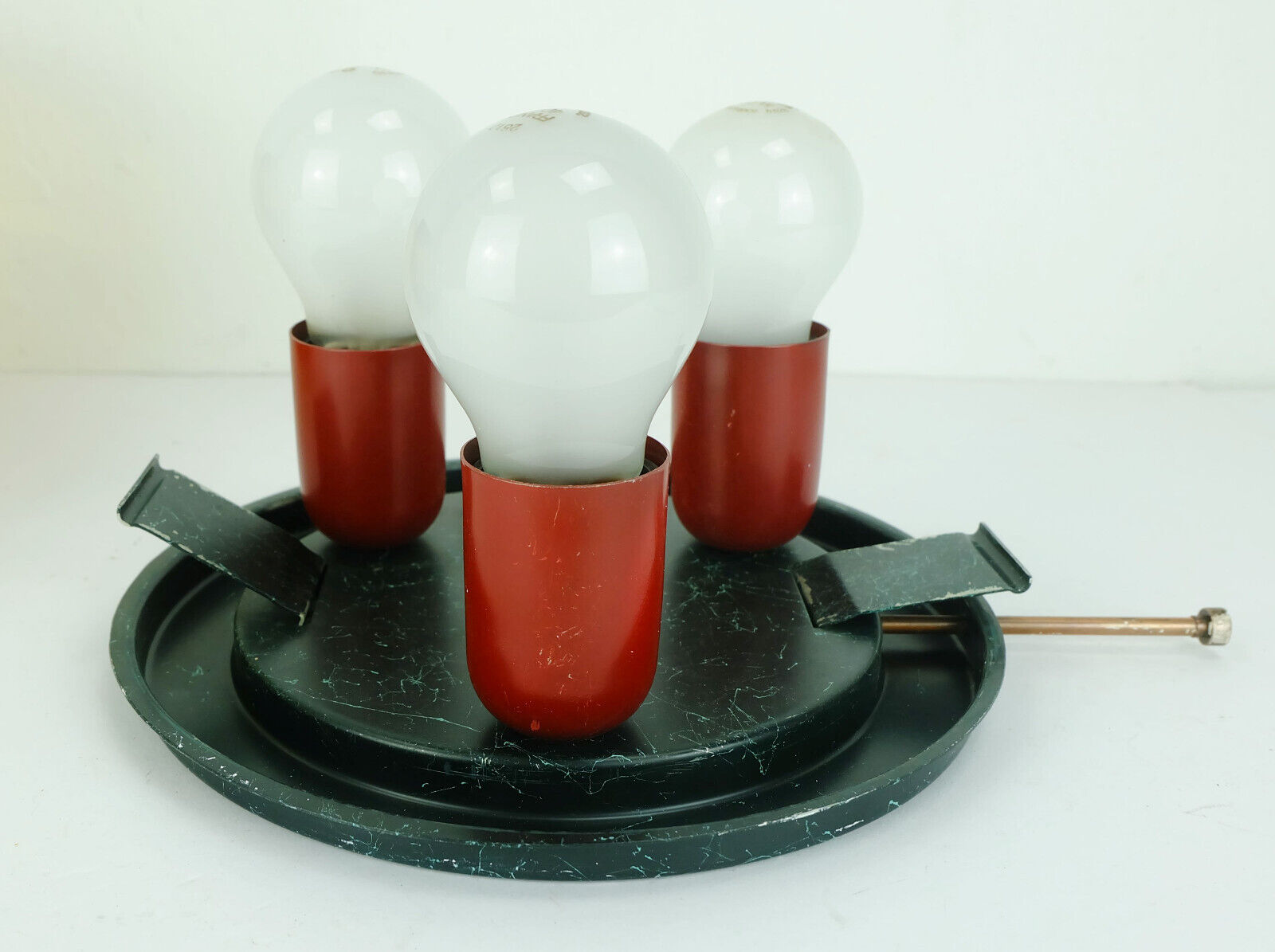 Ceiling lamp amber glass and metal 1970