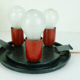 Ceiling lamp amber glass and metal 1970