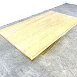 Travertine and brass coffee table by Fedam, 1970s