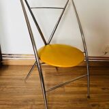 Chaise yamakado, chrome et skaï jaune