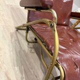 Reclining armchair in brown leather with tubular frame – Italy – 1960s/1970s