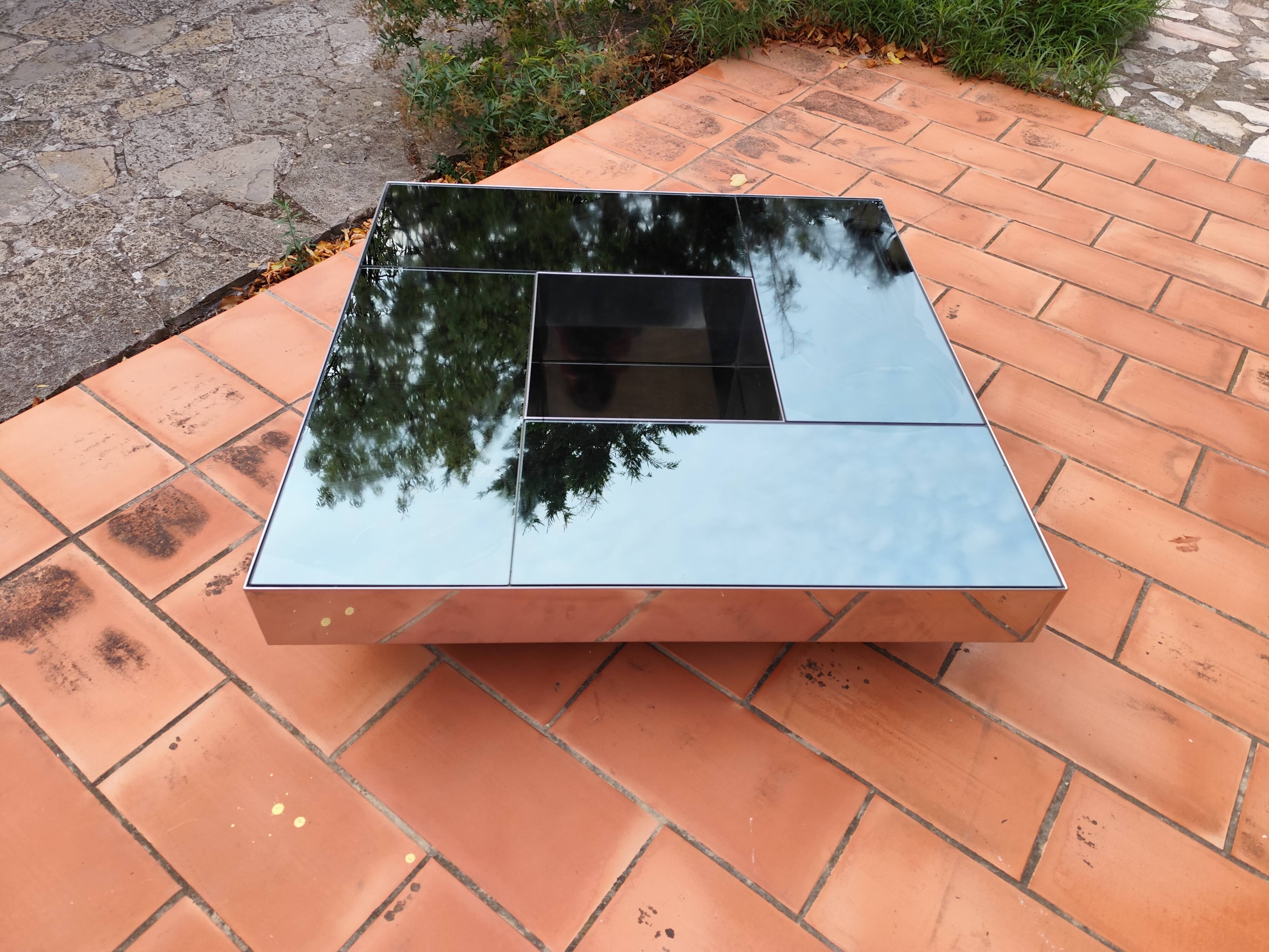 Shilling mirrored coffee table by Ausenda, Baldo Grossi & Gavioli