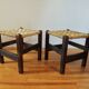 Pair of handcrafted stools from Friuli in carved wood, Italy, circa 1960.