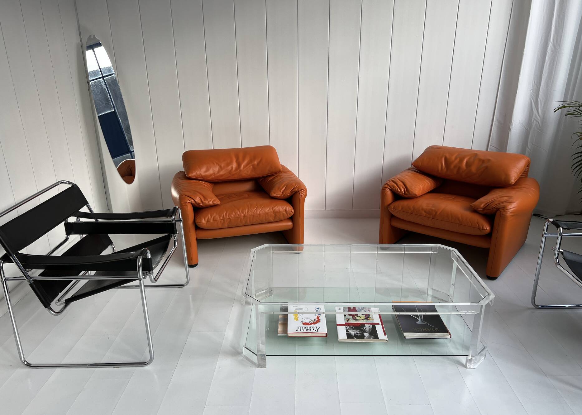 pair of Maralunga armchairs by Vico Magistretti