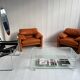 pair of Maralunga armchairs by Vico Magistretti