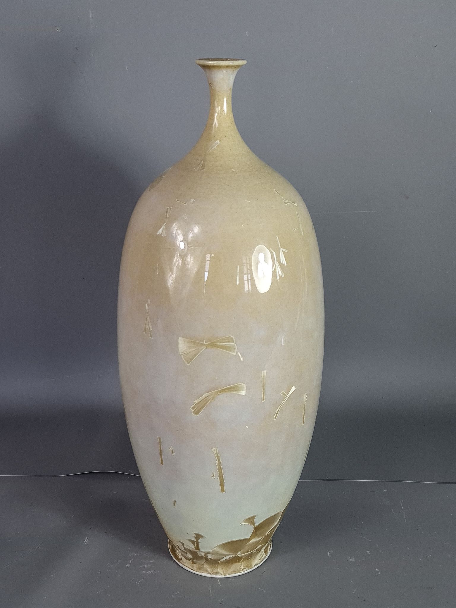Designer vase ceramic glazed and iridescent vintage 80s