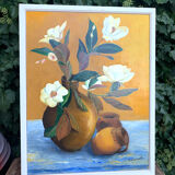 Oil painting on wood bouquet of flowers