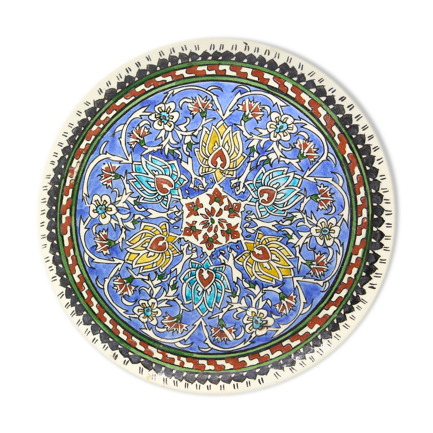 Turkish dish from Kutahya with floral and ethnic motifs
