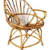 Set of 6 rattan armchairs from the 1960s, France.