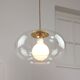 Italian Mid-Century Glass and Brass Pendant Lamp
