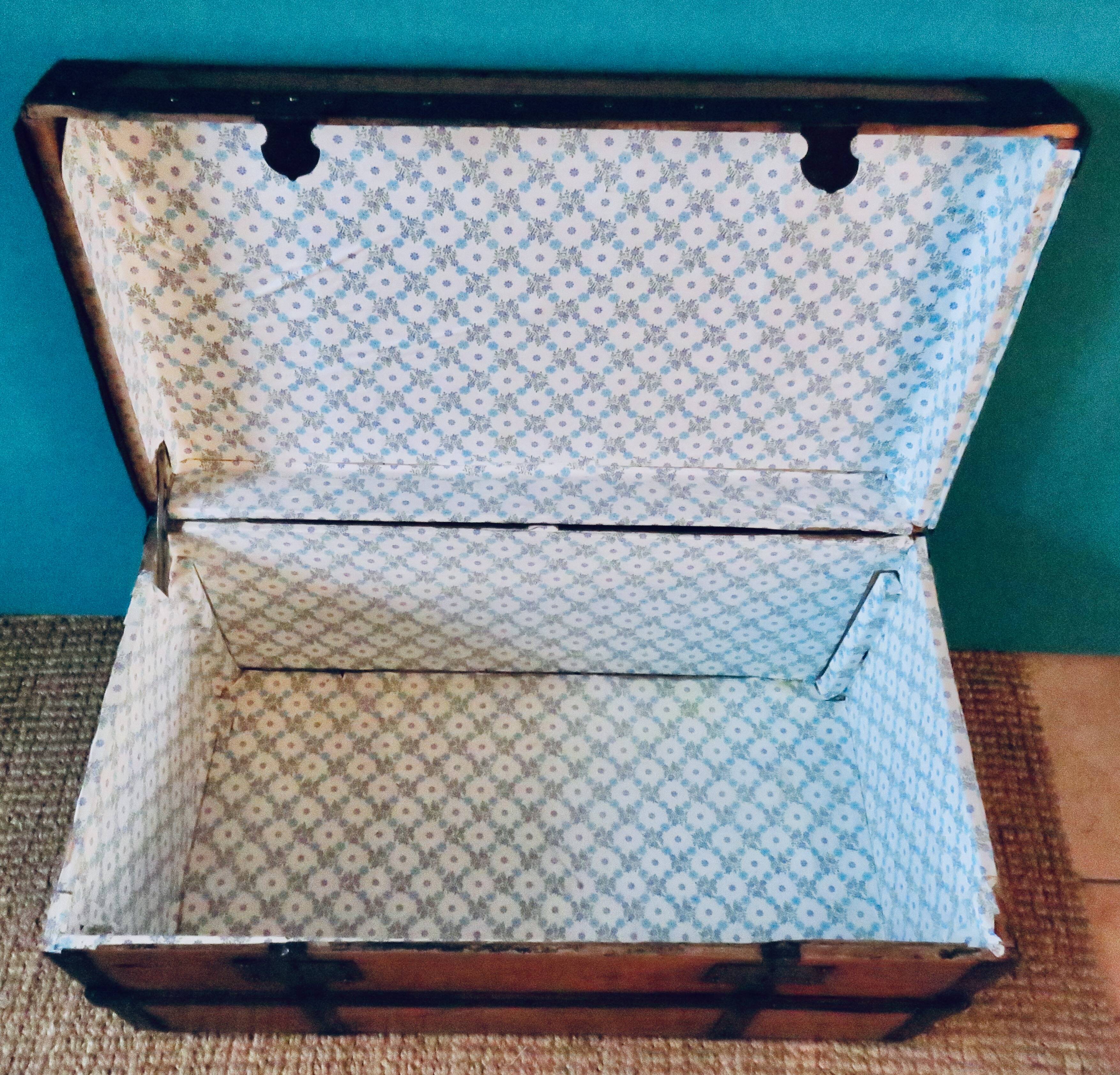 Cargo trunk or seat. Wood and metal, France circa 1900.