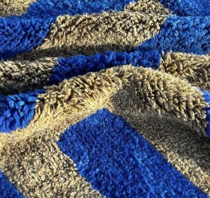 Moroccan blue and beige Berber rug 300x200 cm – handmade