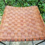 Paire de tabourets de bar en cuir vintage