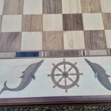 Table at play marquetry