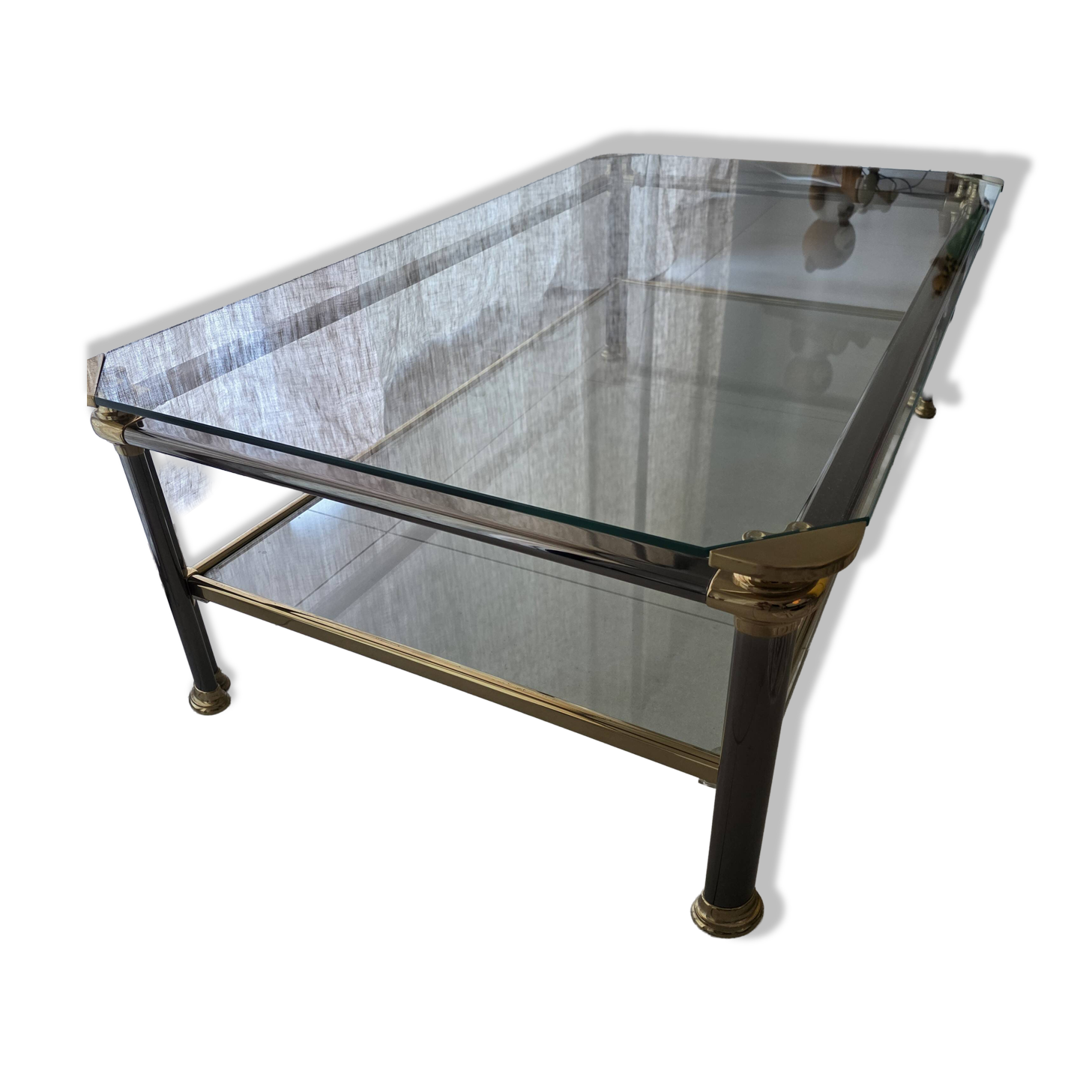 Italian coffee table Mara in brass and glass