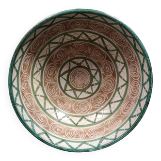 large salad bowl or empty pocket in enameled ceramic and signed Robert Picault, Vallauris 1950