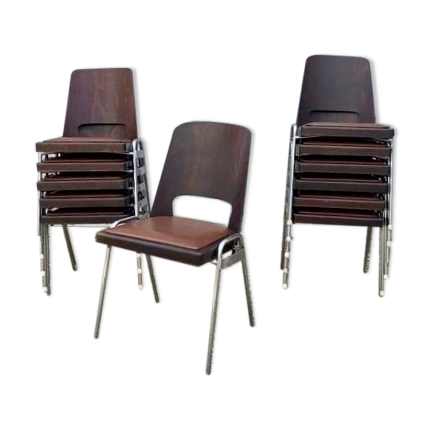Série  4 Chaises empilables Baumann Manhattan/skaï blanc/chaises design 