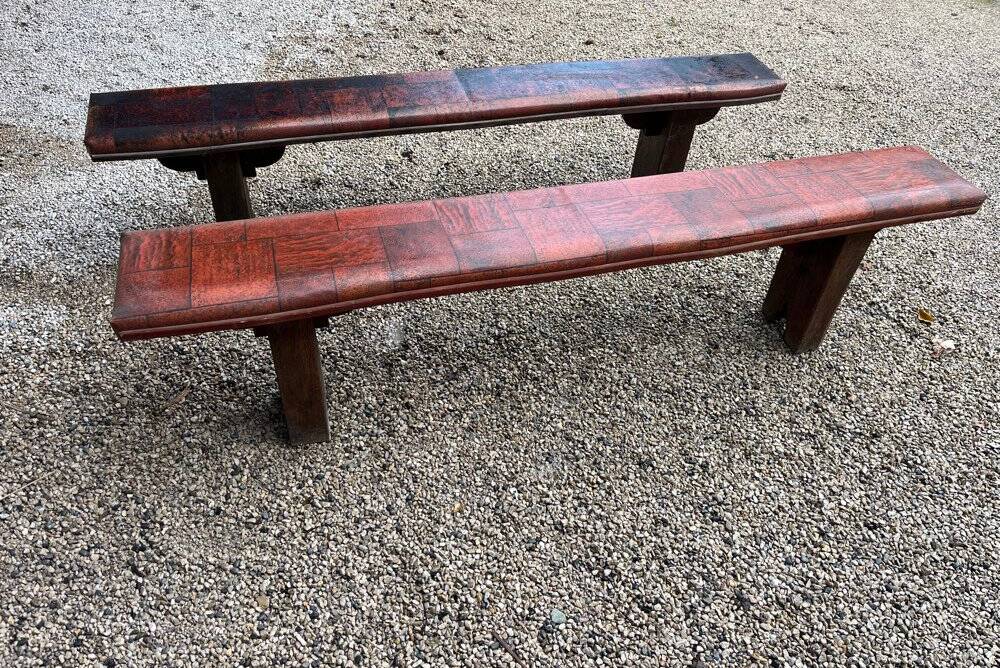 Pair of solid oak benches