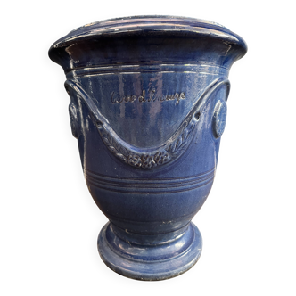 Vase d’Anduze émaillé bleu traditionnel – Modèle N°3