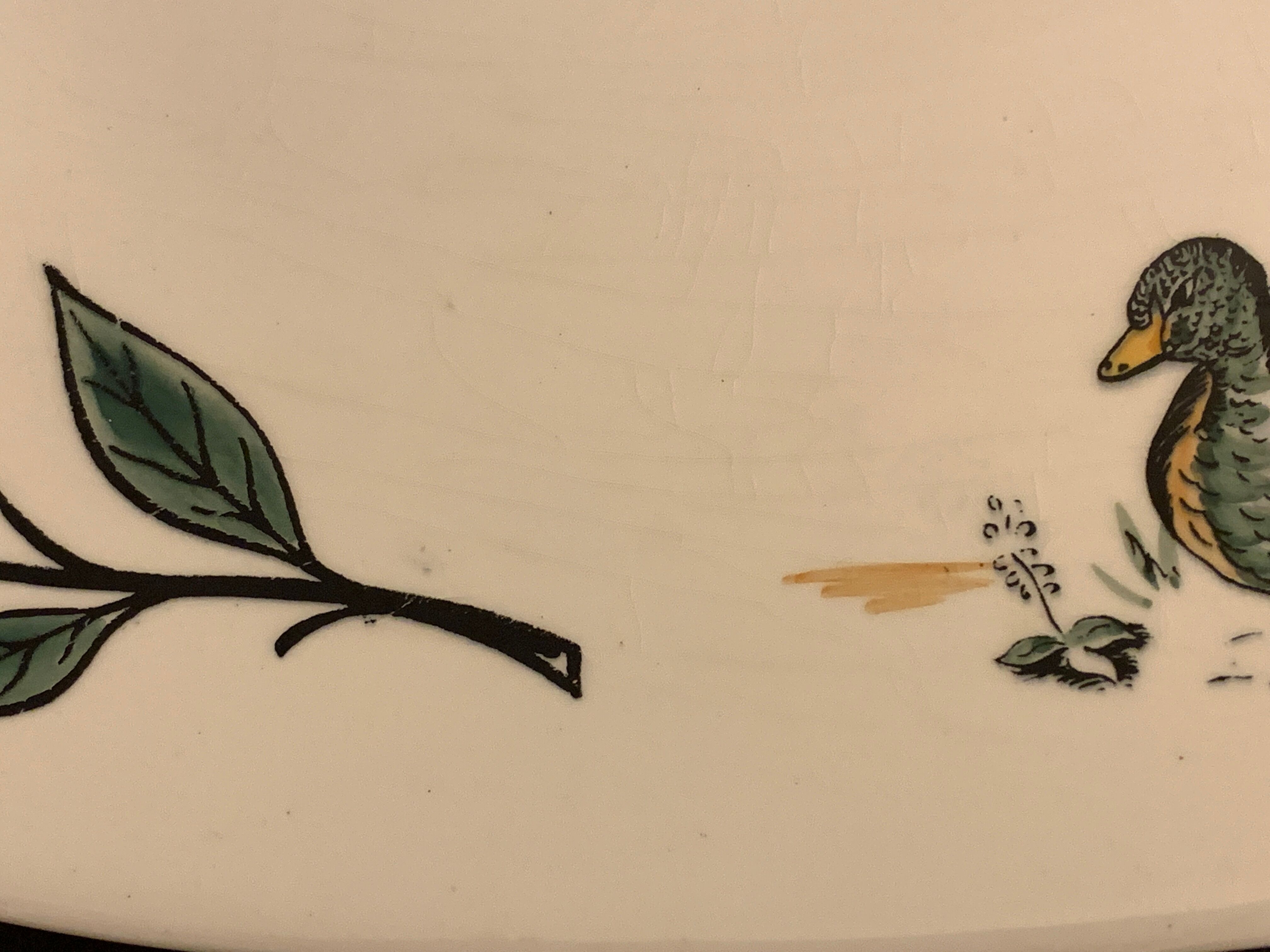 Gien hunting dish decorated with pheasant and duck, 1970