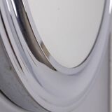 Vintage 1970s round wall mirror in chrome-plated metal, italian design
