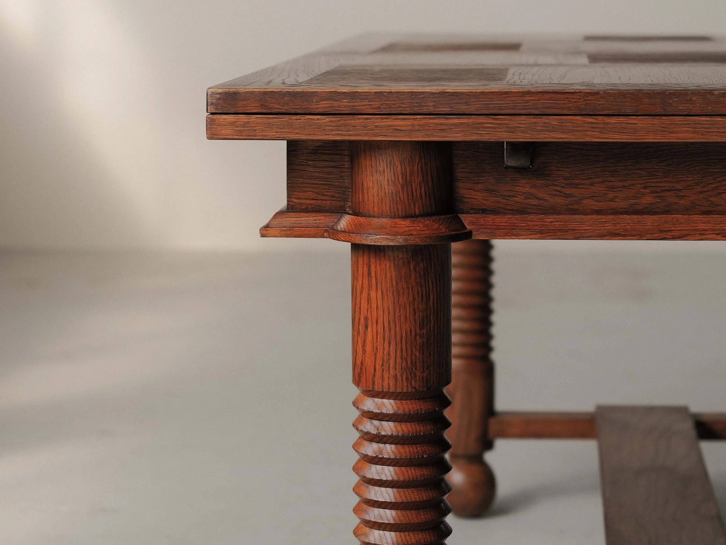 Modernist oak dining table, France, 1940–1950