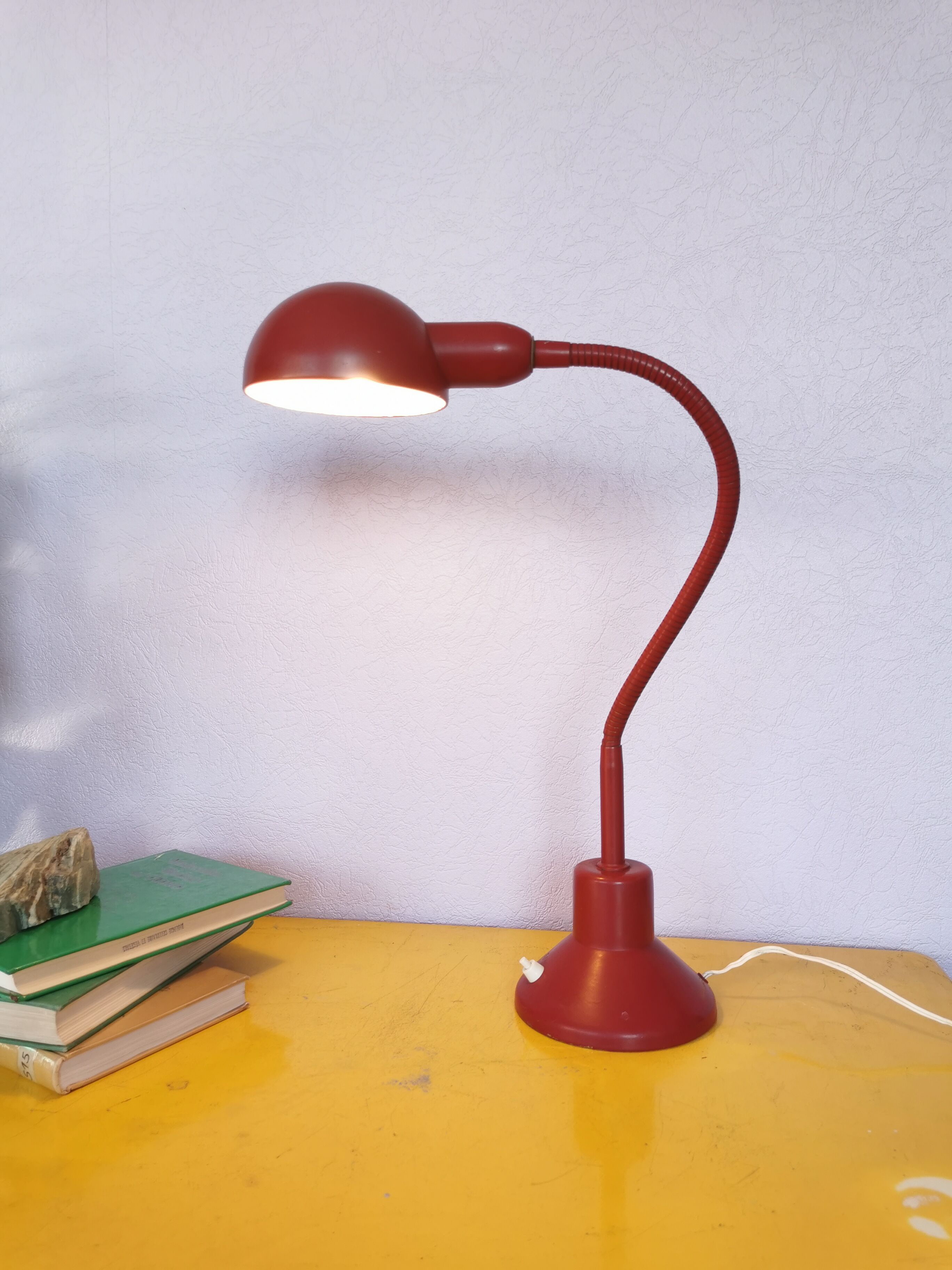 Burgundy flexible casserole lamp, 1960