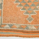 Tapis Kilim Vintage Orange et Beige, Motifs Géométriques Anatoliens