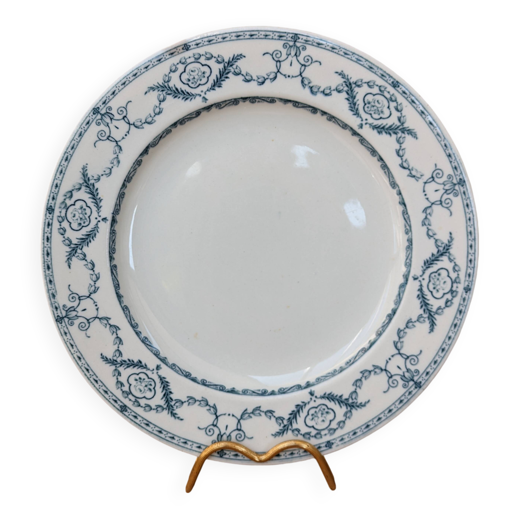 Old plate E. Bourgeois Earthenware Porcelain Crystals