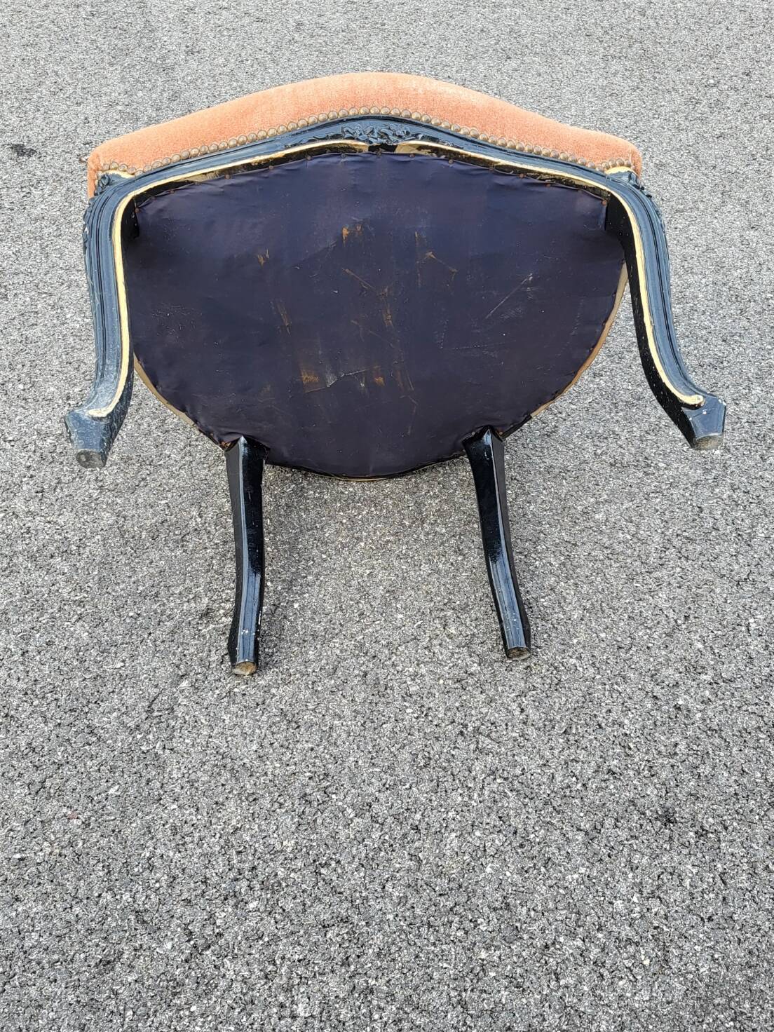 Louis XV style armchair in French pink beige velvet