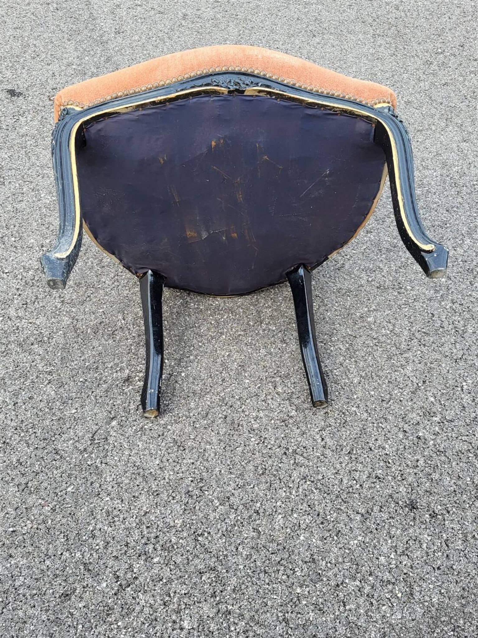 Louis XV style armchair in French pink beige velvet
